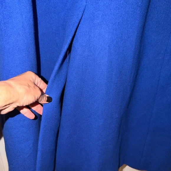 💎 VINTAGE Christian Dior Boutique Royal Blue Wool Long Coat- Size 14 - Picture 11 of 16